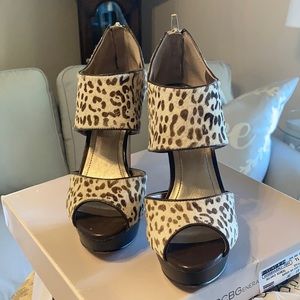 BCBGeneration leopard print pony hair hott heels